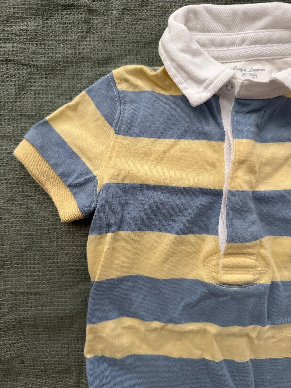 Ralph Lauren Blue & Yellow Striped Polo Romper